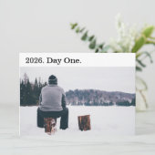 Moderne Minimalistische Nieuwe Kansen Foto Feestdagenkaart (Staand voorkant)