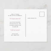 Moderne, minimalistische nieuwe thuispasteelroze aankondigingskaart (Achterkant)