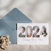 Moderne minimalistische nieuwjaarsfoto feestdagenkaart