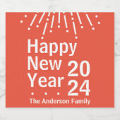 Moderne minimalistische nieuwjaarspartij roze sparkling wijnetiket (Enkel label)