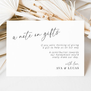 Moderne minimalistische nota over giften huwelijks informatiekaartje