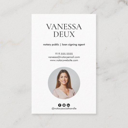 Moderne Minimalistische Notaris Foto Eenvoudige QR Visitekaartje (Voorkant)