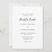 Moderne minimalistische Nuestra Boda Spaanse bruil Kaart (Voorkant)
