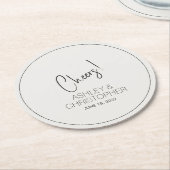 Moderne minimalistische off witte bruiloft ronde kartonnen onderzetter (Gebogen)
