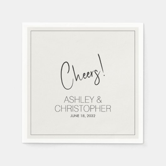 Moderne minimalistische off witte bruiloft servet (Voorkant)