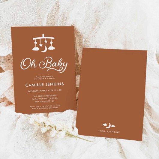 Moderne minimalistische Oh Baby shower Uitnodiging