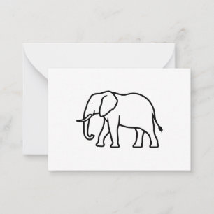 Moderne Minimalistische Olifant Silhouet Icoon Notitiekaartje