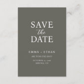 Moderne Minimalistische Olijfgrijs Save The Date (Achterkant)