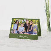 Moderne minimalistische olijfgroene "HO HO HO" fot Feestdagen Kaart (Voorkant)