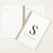 Moderne Minimalistische Olijfgroene Monogram Perso Planner (Display)