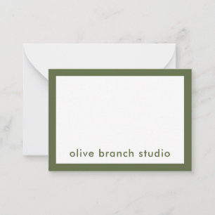 Moderne minimalistische Olijfgroene Studio-naam Notitiekaartje
