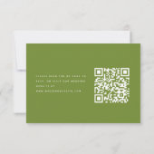 Moderne Minimalistische Olijfgroene Trouw-QR-code RSVP Kaartje (Achterkant)