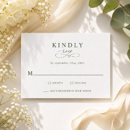 Moderne Minimalistische Olijfgroene Trouw-RSVP Kaa RSVP Kaartje