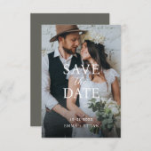 Moderne minimalistische olijfolie grijs save the date (Voorkant / Achterkant)