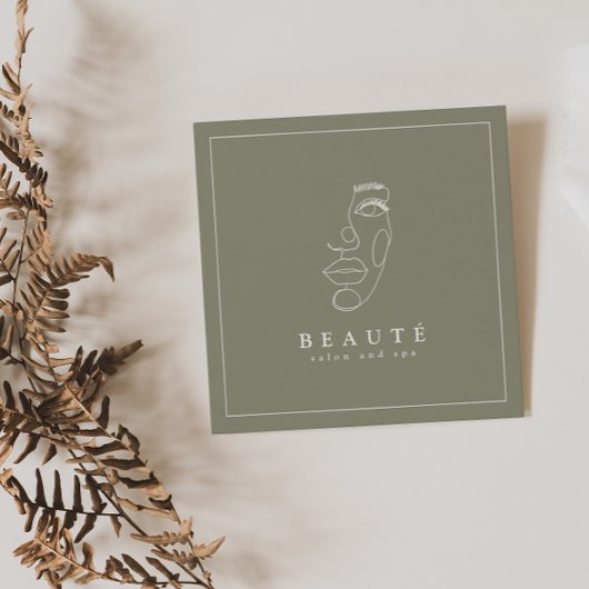 Moderne minimalistische olijfsalon vierkante visitekaartje