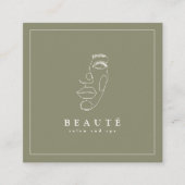 Moderne minimalistische olijfsalon vierkante visitekaartje (Voorkant)