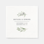 Moderne minimalistische olijftak blad bruiloft servet (Voorkant)