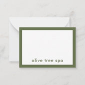 Moderne minimalistische olive groene spa naam notitiekaartje (Achterkant)