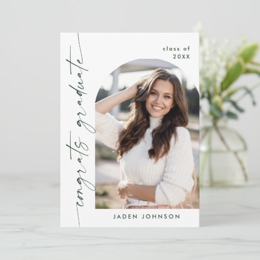 Moderne minimalistische One 5 PHOTO Graduation Par Kaart (Staand voorkant)