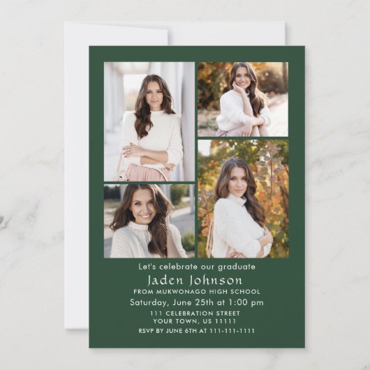 Moderne minimalistische One 5 PHOTO Graduation Par Kaart (Achterkant)