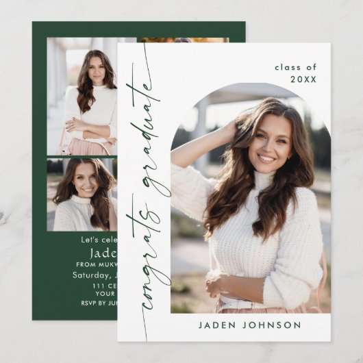 Moderne minimalistische One 5 PHOTO Graduation Par Kaart (Voorkant / Achterkant)