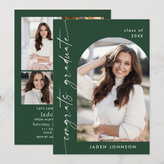 Moderne minimalistische One 5 PHOTO Graduation Par Kaart (Voorkant / Achterkant)