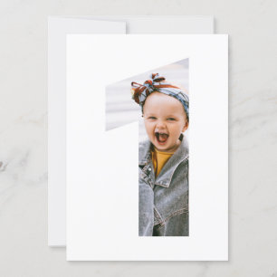 Moderne minimalistische one Custom Foto 1st Birthd Kaart