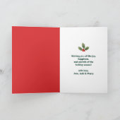 Moderne & minimalistische One Photo Mistletoe Kers Feestdagen Kaart (Binnen)