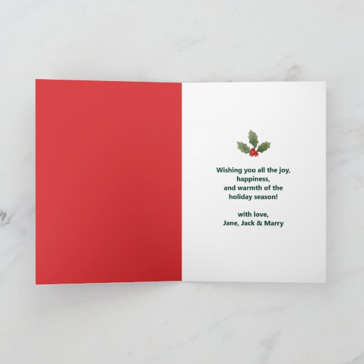 Moderne & minimalistische One Photo Mistletoe Kers Feestdagen Kaart (Binnen)