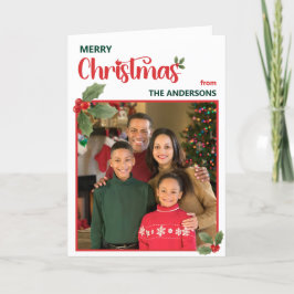 Moderne & minimalistische One Photo Mistletoe Kers Feestdagen Kaart