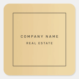 Moderne minimalistische onroerend goed Golden Vierkante Sticker