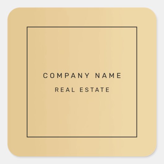 Moderne minimalistische onroerend goed Golden Vierkante Sticker (Voorkant)