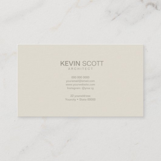 Moderne minimalistische ontwerper van architect visitekaartje (Achterkant)