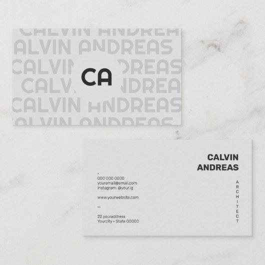 Moderne minimalistische ontwerper van architect visitekaartje (Voorkant / Achterkant)