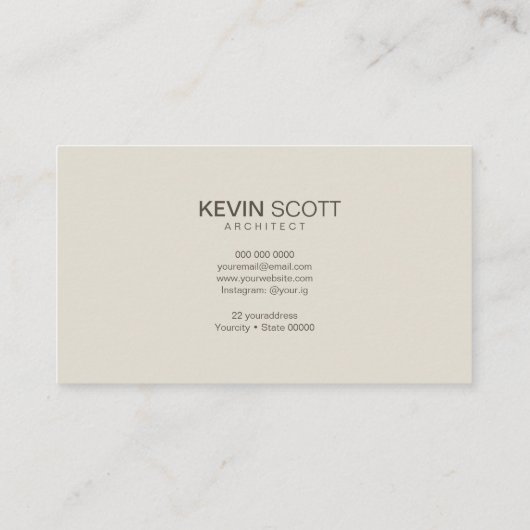 Moderne minimalistische ontwerper van architect visitekaartje (Achterkant)