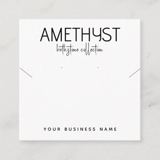 Moderne minimalistische oorbel sieraden display ka informatiekaartje (Voorkant)