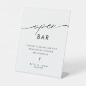 Moderne minimalistische open bar bruiloft teken reclamebord met voetstuk (Voorkant)
