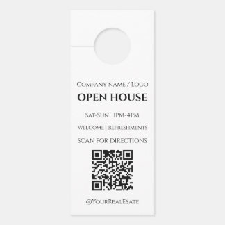 Moderne Minimalistische Open Huis Vastgoed QR Code Deurhanger
