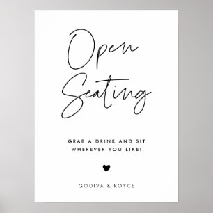 Moderne minimalistische open zitting bruiloft poster