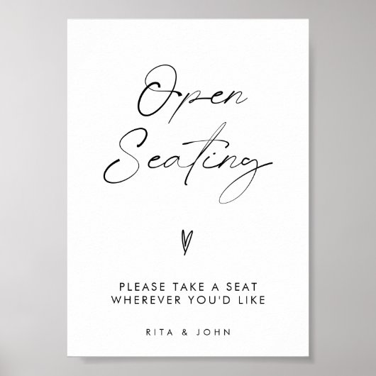 Moderne minimalistische open zitting trouwbord poster (Voorkant)
