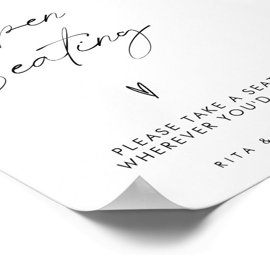 Moderne minimalistische open zitting trouwbord poster (Hoek)