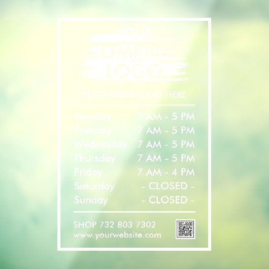 Moderne minimalistische openingstijden. Uw bedrijf Raamsticker (Vel 3)