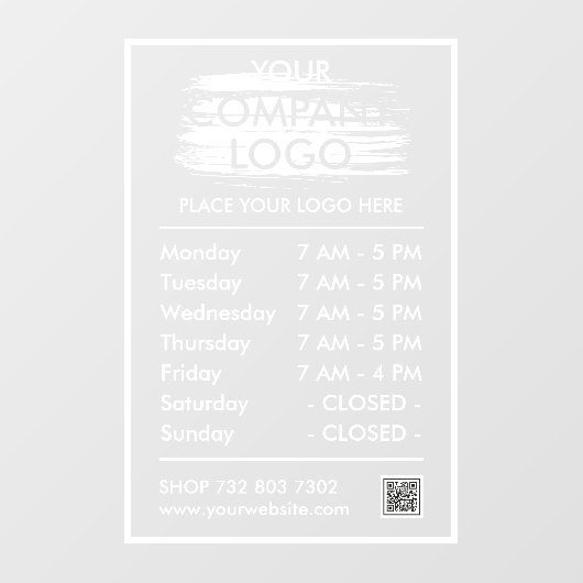 Moderne minimalistische openingstijden. Uw bedrijf Raamsticker (Vel)