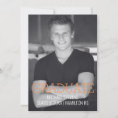 Moderne minimalistische Oranje Art Deco Afstuderen Aankondiging (Voorkant)