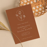 Moderne minimalistische Oranje bruiloft Save The Date<br><div class="desc">Modern Burnt Oranje Wedding Monogram Minimalistisch Begroting sparen de Datum</div>