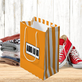 Moderne minimalistische Oranje en witte zakelijke  Medium Cadeauzakje