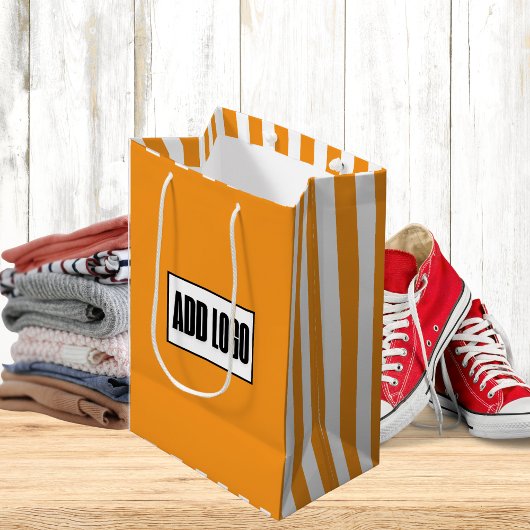 Moderne minimalistische Oranje en witte zakelijke  Medium Cadeauzakje