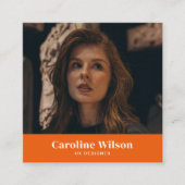 Moderne minimalistische Oranje QR-codefoto Vierkante Visitekaartje (Voorkant)