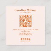Moderne minimalistische Oranje QR-codefoto Vierkante Visitekaartje (Achterkant)