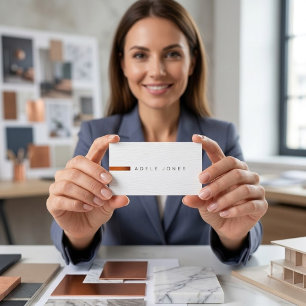 Moderne Minimalistische Oranje Zwart Witte Visitek Visitekaartje